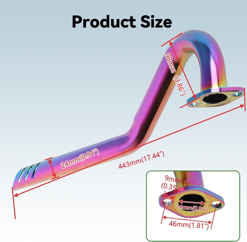 XIKOBY Upgraded Central Rear Exhaust Kit Compatible with Mini Bike Coleman CT100U Massimo MB100 F-RP GMB100 Rascal Lite Predator 79cc 98cc 99cc 3.0HP 154F Engine Parts Colorful - Image 5